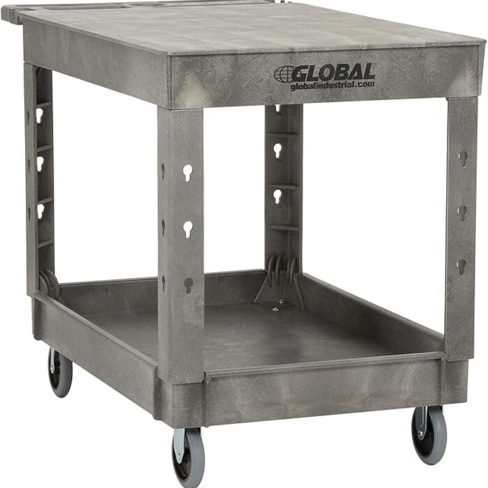 Industrial Plastic 2 Flat Shelf Service & Utility Cart 44" x 25-1/2" Thumbnail